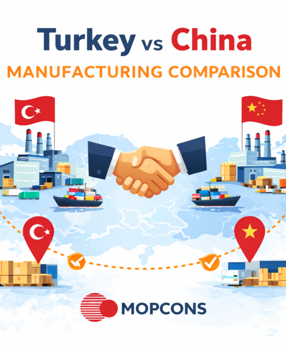 Turkey vs China manufacturing comparison supply chain illustration